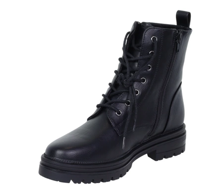 Czarne botki damskie ocieplane traperki na zamek i sznurowadła Jezzi