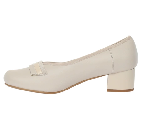 Komfortowe czółenka ze skórzaną wkładką na niskim obcasie Jezzi