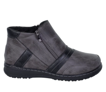 Ciemnoszare trzewiki damskie botki zimowe babcine na dwa zamki UNISOFT