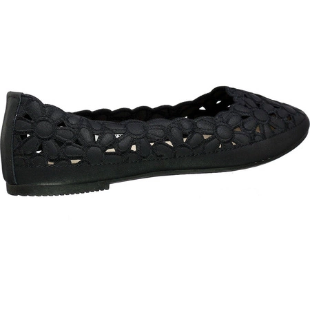 Czarne baleriny damskie ażurowe eleganckie Jezzi