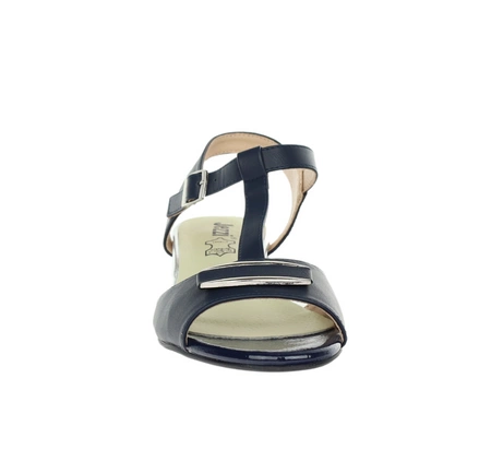 Granatowe eleganckie sandały damskie na niskim obcasie Jezzi