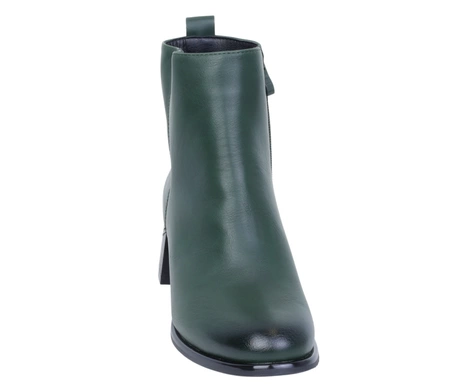 Zielone botki damskie eleganckie na niskim obcasie ocieplane Jezzi