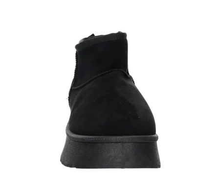 Czarne zamszowe botki niskie na platformie EMU śniegowce mukluki- rozmiarówka zaniżona