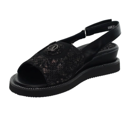 Czarne sandały damskie komfortowe na rzep Jezzi
