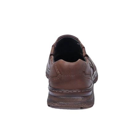 Brązowe skórzane półbuty męskie wsuwane garniturowe Activ