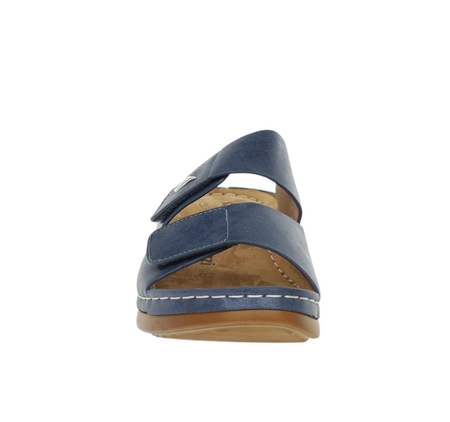 Komfortowe granatowe klapki na rzepy zdrowotne Jezzi