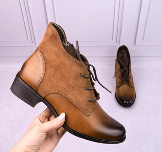 Brązowe botki damskie jesienne eleganckie i komfortowe Kazadi