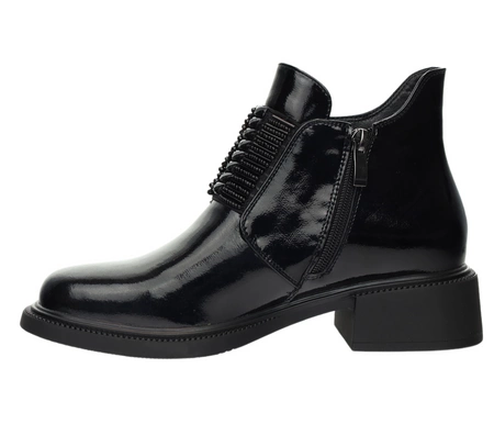 Bardzo eleganckie półbuty damskie ze skóry naturalnej lakierowanej Polskie Gino Fabiani