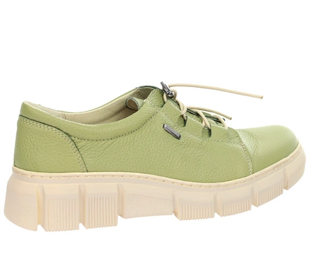 Skórzane półbuty damskie limonkowe pastelowe Helios model 407