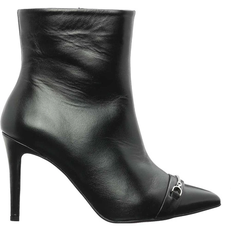 Czarne botki damskie na szpilce skórzane Gino Fabiani