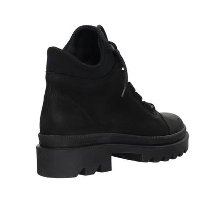 Czarne trapery damskie skórzane buty górskie Polskie Gino Fabiani