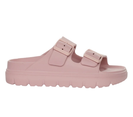 Piankowe klapki damskie regulowane brudny róż NEWS