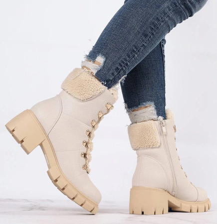 Traperki ocieplane z futerkiem na klocku Jezzi