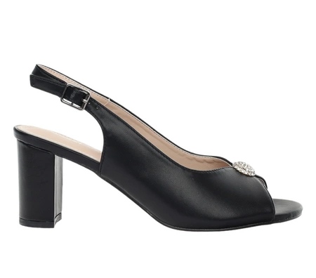 Czarne eleganckie sandały na obcasie zabudowane Jezzi