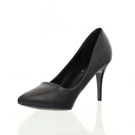 Czarne szpilki z eko skóry klasyczne czółenka na szpilce Seastar