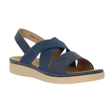 Granatowe sandały damskie na płaskiej podeszwie slip-on Jezzi