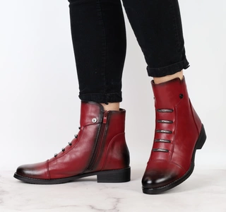 Botki bordowe zimowe płaskie ocieplane Jezzi ASA62-16