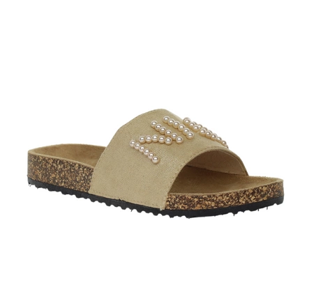 Cieliste klapki damskie korkowe na grubej podeszwie platformie Jezzi