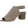 Brązowe sandały damskie na obcasie z zabudowaną ażurową cholewką  Jezzi