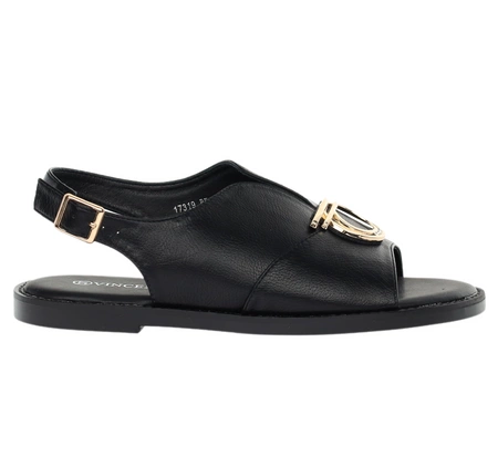 Czarne płaskie sandały damskie zabudowane VINCEZA