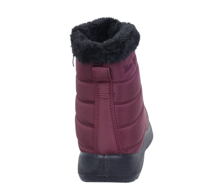 Bordowe śniegowce damskie na zamek wodoodporne Jezzi