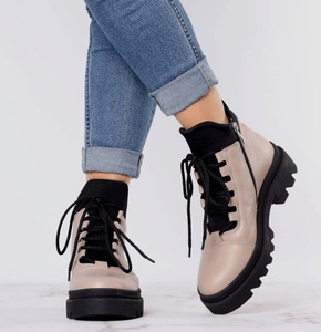 Skórzane botki płaskie buty szyte Polskie Gino Fabiani