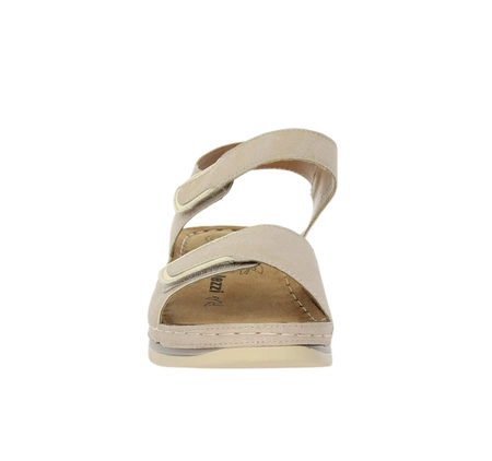 Sandały beżowe komfortowe na rzepy Jezzi