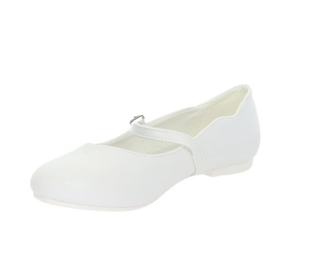 Białe czółenka dziewczęce baleriny z zapięciem komunijne American Club