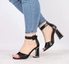 Czarne eleganckie sandały damskie na wysokim obcasie z zakrytą piętą Jezzi