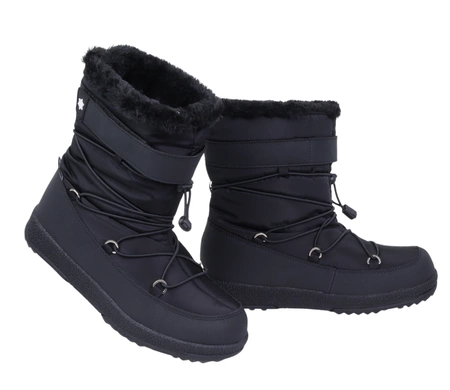 Czarne kozaki damskie śniegowce ciepłe i wodoodporne AMerican Club