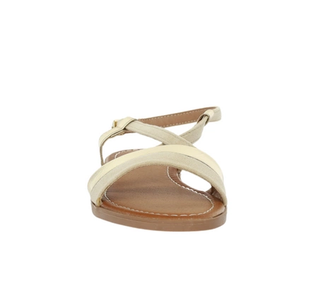 Beżowe płaskie sandały na cienkich paskach Jezzi