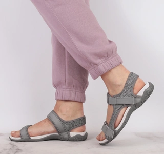 Szare sportowe sandały damskie ze skórzana wkładką American Club