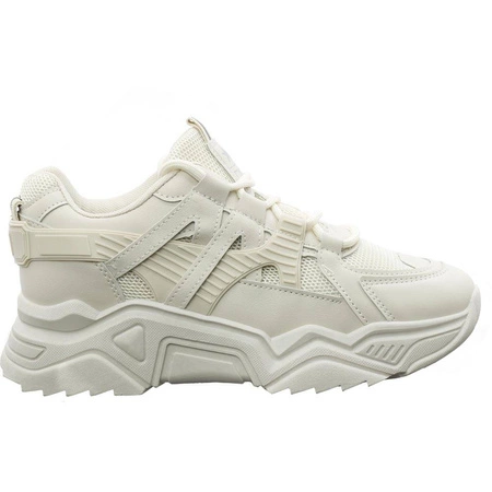 Modne sneakersy damskie beżowe NEWS