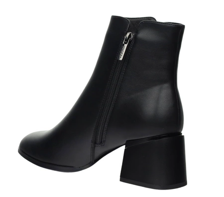 Czarne eleganckie botki na zamek na szerokim obcasie Vinceza