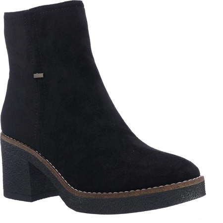 Czarne botki damskie na klocku zamszowe Emma