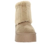 Beżowe zamszowe botki EMU ozdobione futerkiem wokół kostki ROSJANKI