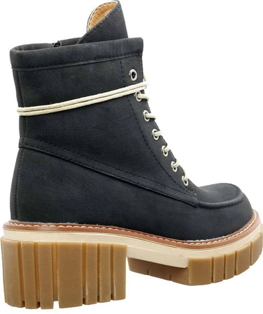 Granatowe traperki botki ocieplane Jezzi 22BT35-5044