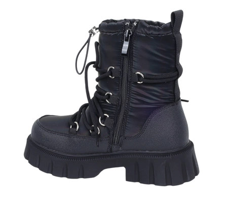 Czarne kozaki zimowe wodoodporne śniegowce dziecięce MissE