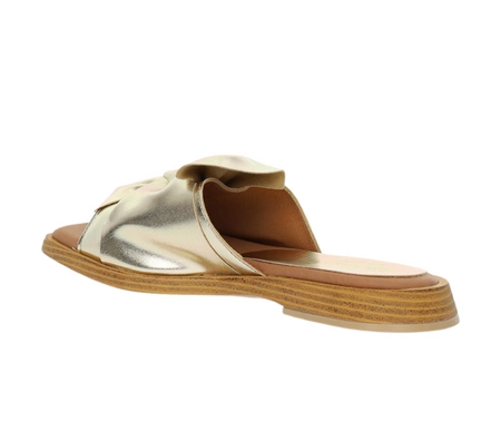 Eleganckie hiszpańskie klapki damskie płaskie z kokardą El Pimpi - Made in Spain