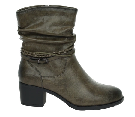 Ciemnoszare botki damskie na obcasie ocieplane na zamek Jezzi