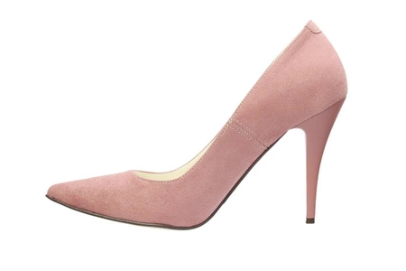 Wysokie szpilki zamszowe pudrowy róż JUMA