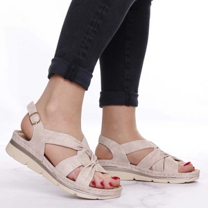 Beżowe sandały damskie eleganckie i wygodne Jezzi