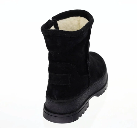 Czarne płaskie botki Emu ocieplane naturalną wełną Polskie Gino Fabiani