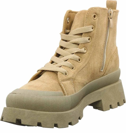 Botki damskie beżowe zamszowe nieocieplane NEWS