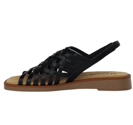 Czarne płaskie sandały skórzane plecione El Pimpi - Made in Spain
