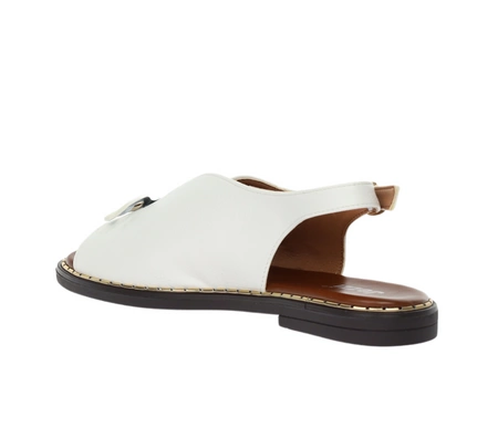 Eleganckie białe płaskie sandały damskie Jezzi
