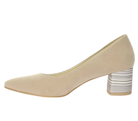 Beżowe czółenka eleganckie na wygodnym obcasie Polska Marka AZALI