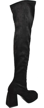 Czarne kozaki zamszowe damskie za kolano na obcasie Azali - Produkt Polski