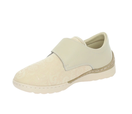 Skórzane półbuty damskie komfortowe na rzep ortopedyczne na haluksy UNISOFT