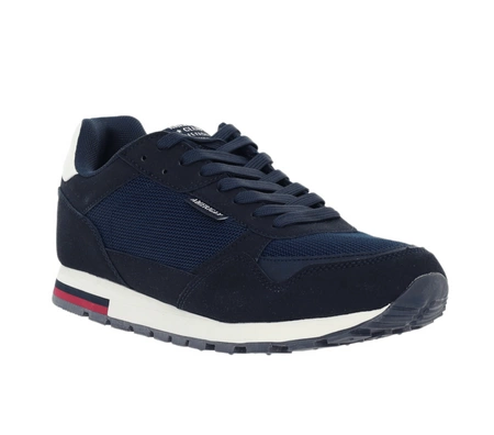 Modne adidasy męskie granatowe na białej podeszwie American Club